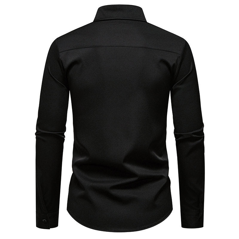Men's long sleeve shirt with elegant floral embroidery and a modern collar Lune London