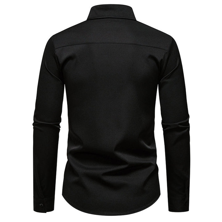 Men's long sleeve shirt with elegant floral embroidery and a modern collar Lune London