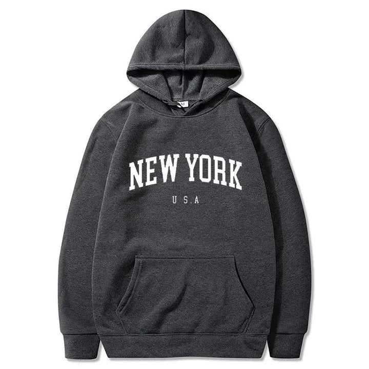 Women's hoodie with fashionable New York print and comfortable fit Lune London