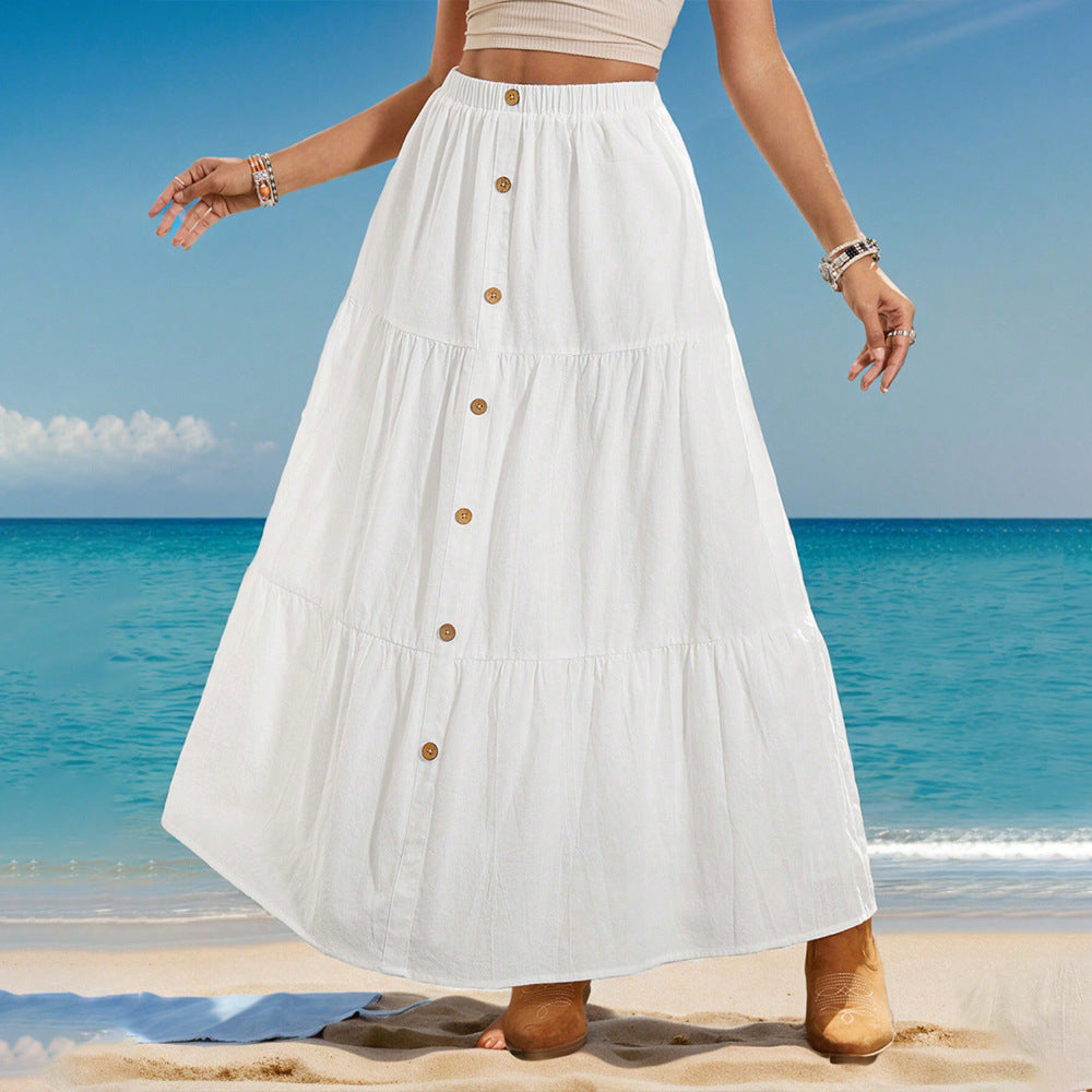 Jupe midi femme avec détails de boutons et design évasé Chic & Stil