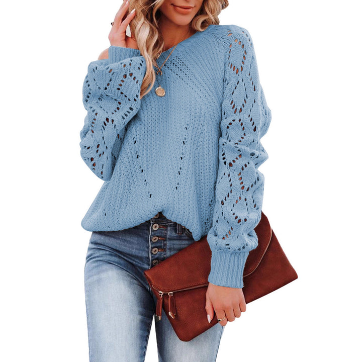Pull en tricot pour femmes avec un élégant motif ajouré et des manches volumineuses Lune London
