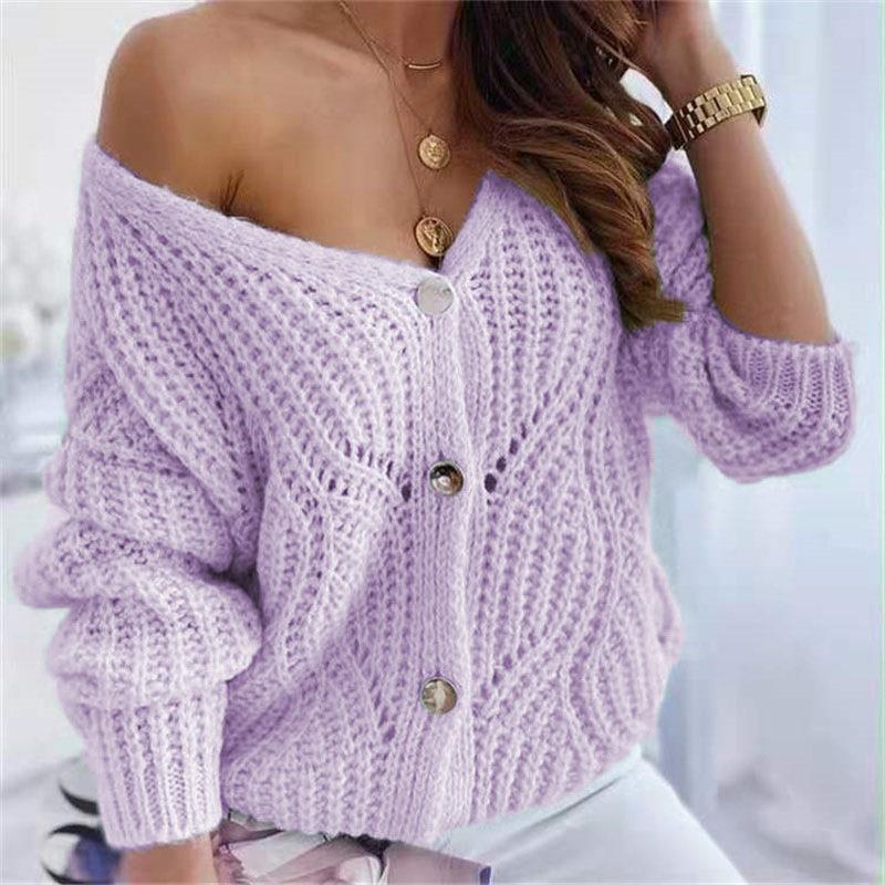 Cardigan en tricot épais pour femmes avec un design ouvert avantageux et des détails de boutons décoratifs Chic & Stil