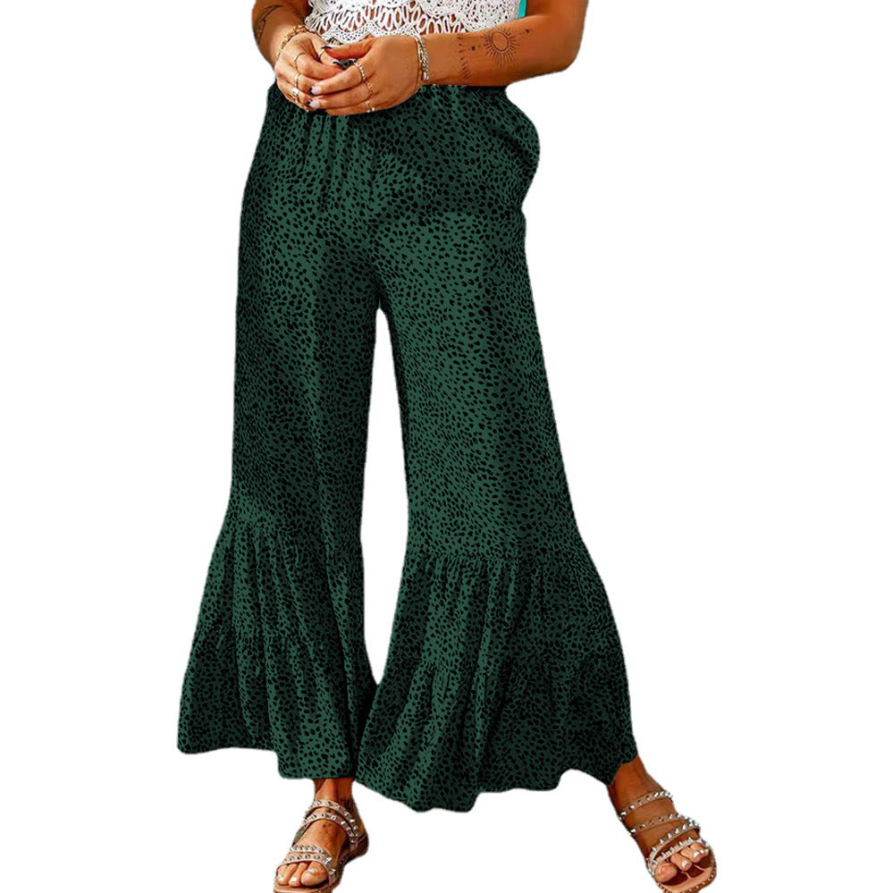 Wide leg palazzo pants for women with a voluminous hem and elastic waistband Lune London