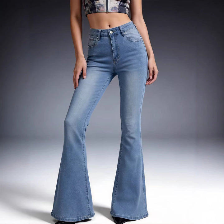 Women's Bootcut Jeans with High Waist and Trendy Wash