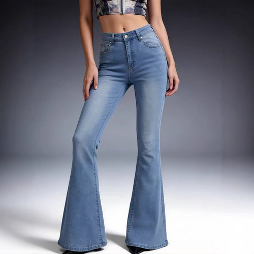 Women's Bootcut Jeans with High Waist and Trendy Wash