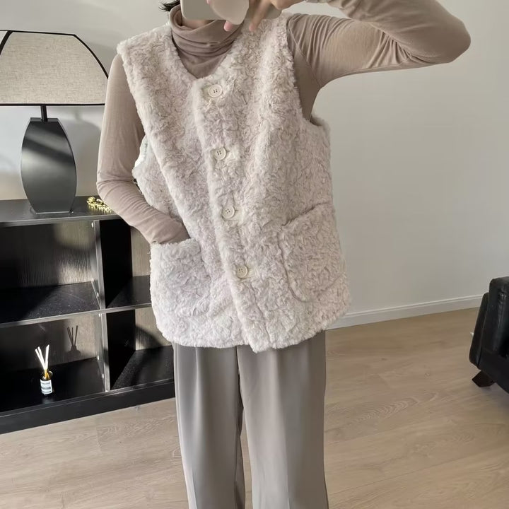 Gilet teddy femme confortable avec grandes poches Chic & Stil