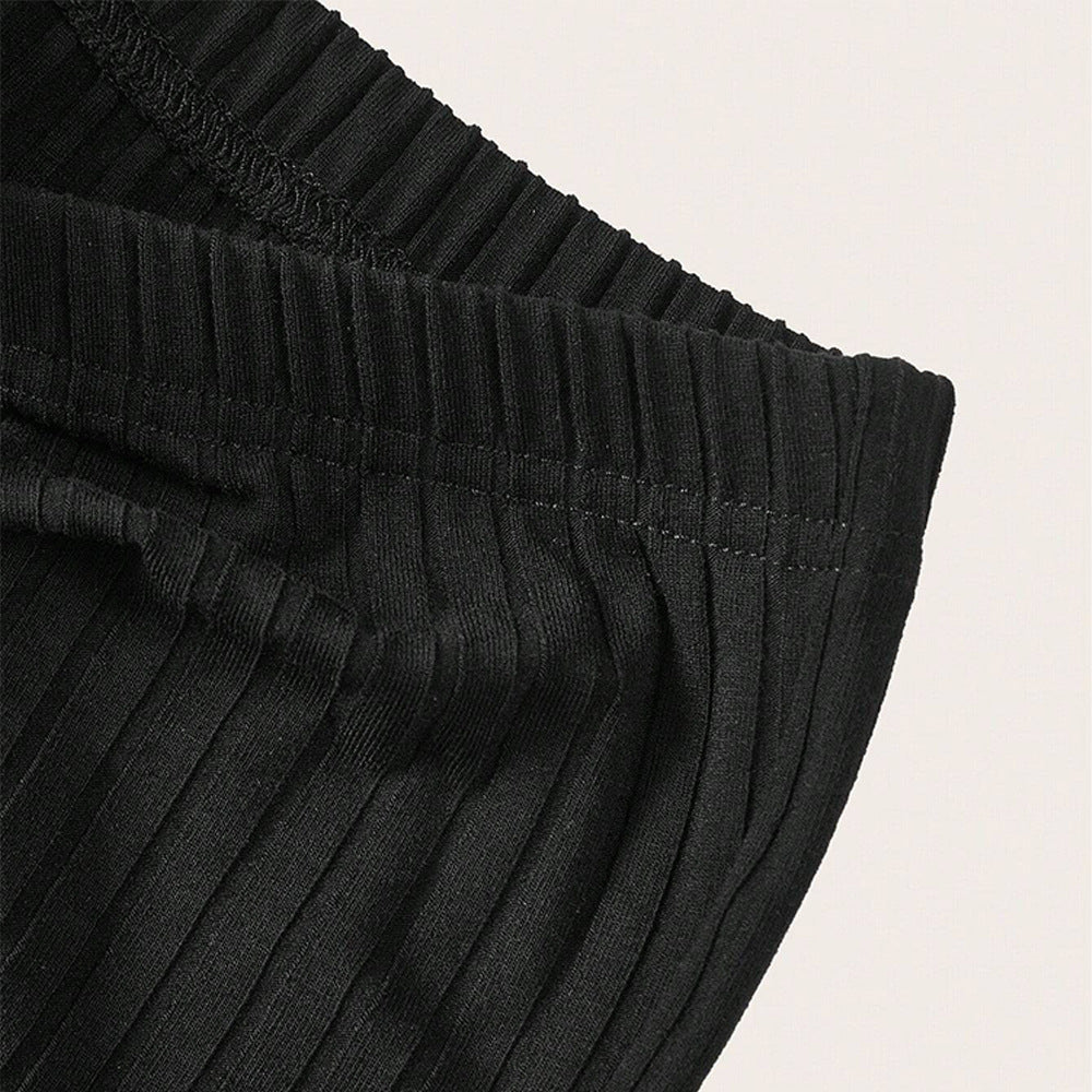 Pantalon à panneaux côtelés pour femmes avec taille haute et cordon de serrage latéral Chic & Stil