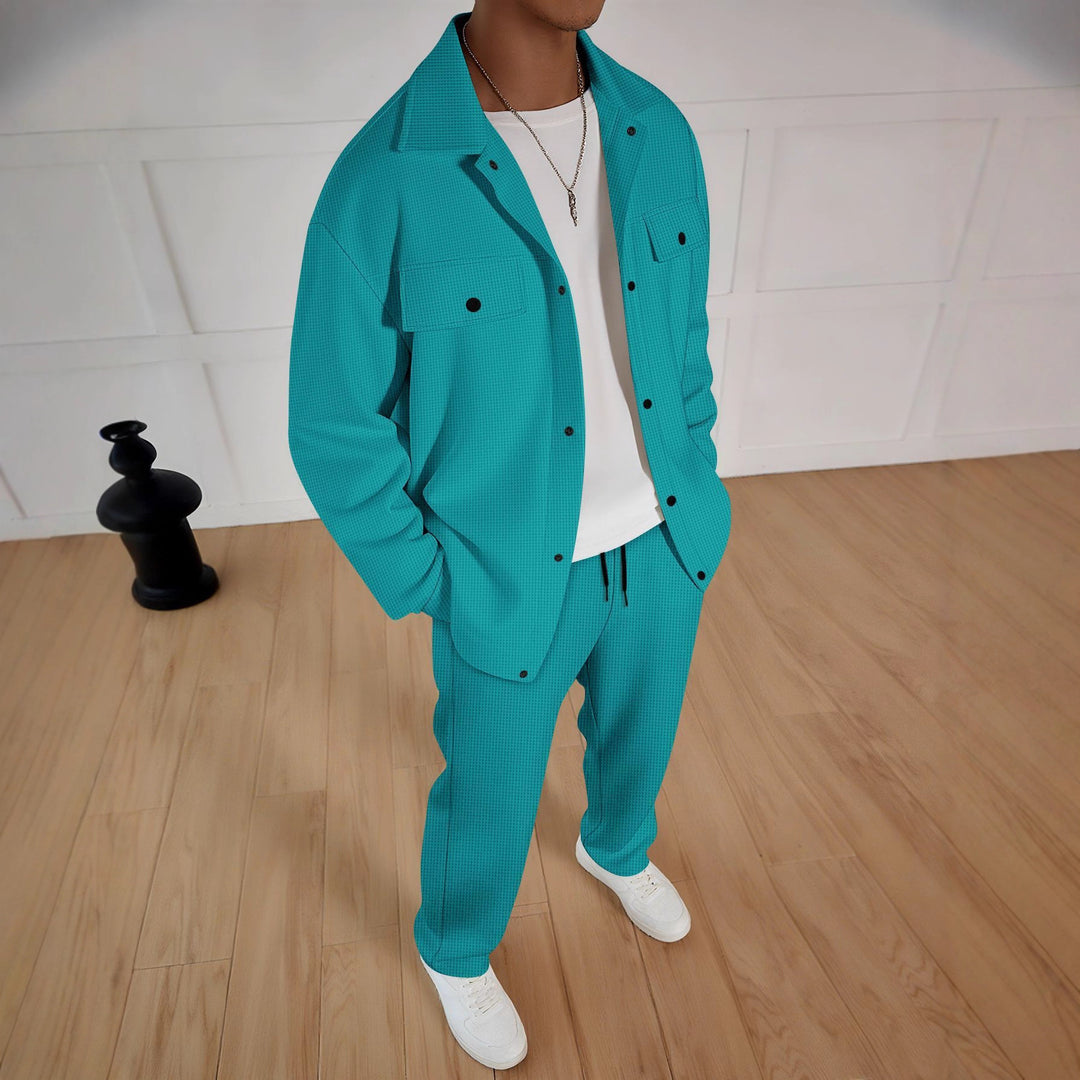 Casual set for men consisting of a striped coat and comfortable jogging pants Lune London
