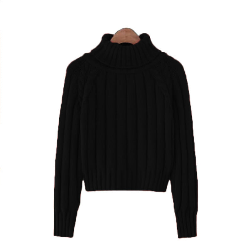 Knit sweater for women with high collar and ribbed structure Lune London