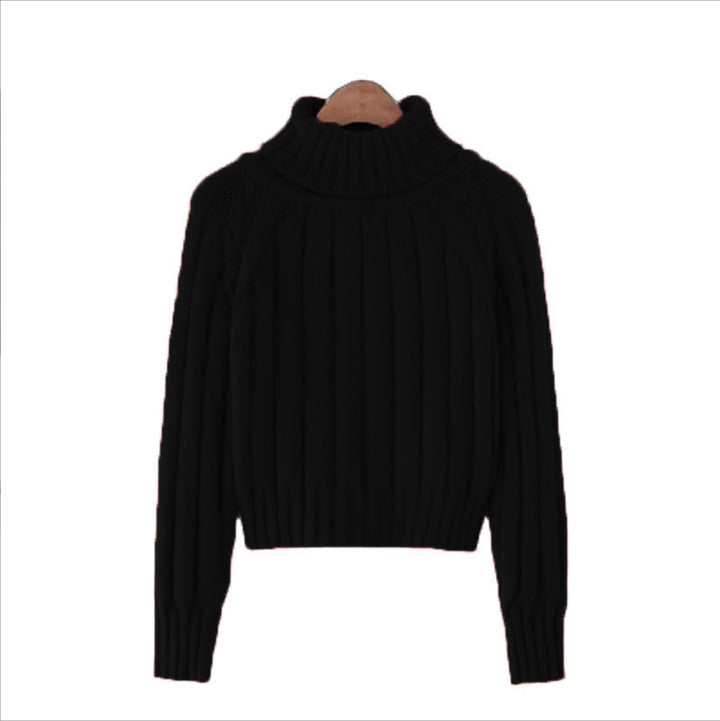 Knit sweater for women with high collar and ribbed structure Lune London