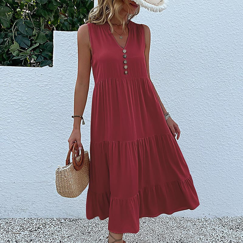 Lune London Women's Sleeveless Maxi Dress with Ruffle Detail
