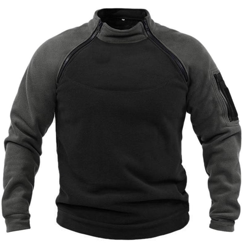 Fleece pullover for men with high collar and functional pockets Lune London