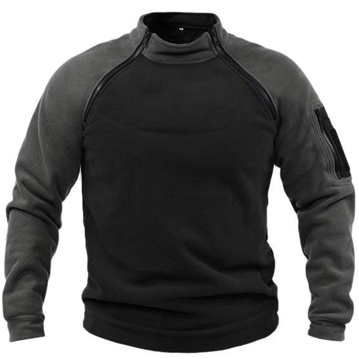 Fleece pullover for men with high collar and functional pockets Lune London