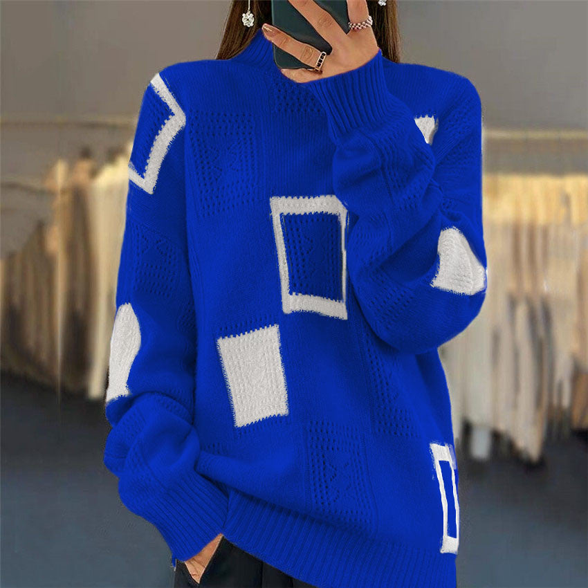 Fashionable women's sweater with textured patchwork pattern Lune London