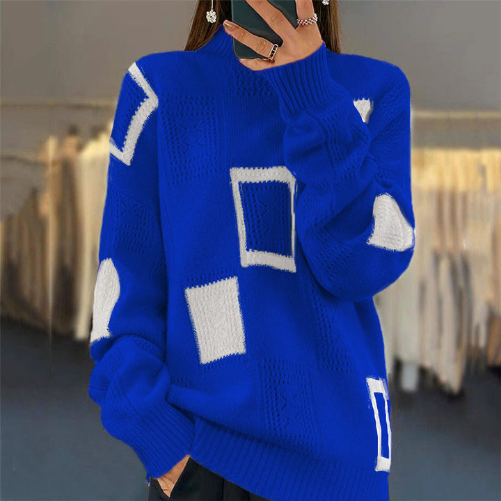 Fashionable women's sweater with textured patchwork pattern Lune London