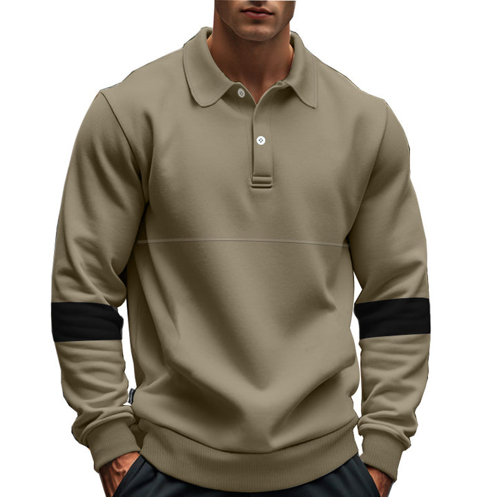 Long sleeve sweater for men with polo style details and contrasting cuffs Lune London
