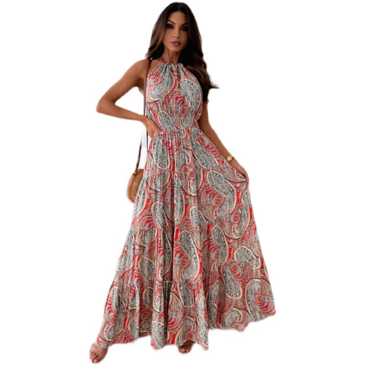 Maxi dress for women in boho style with a scoop neck and flowy skirt Lune London