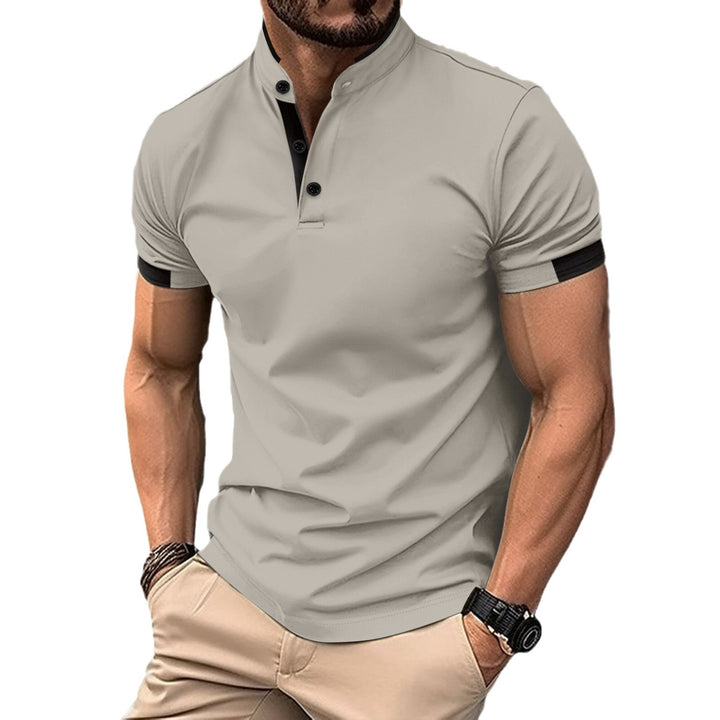 Men's performance polo with elegant Mandarin collar Lune London