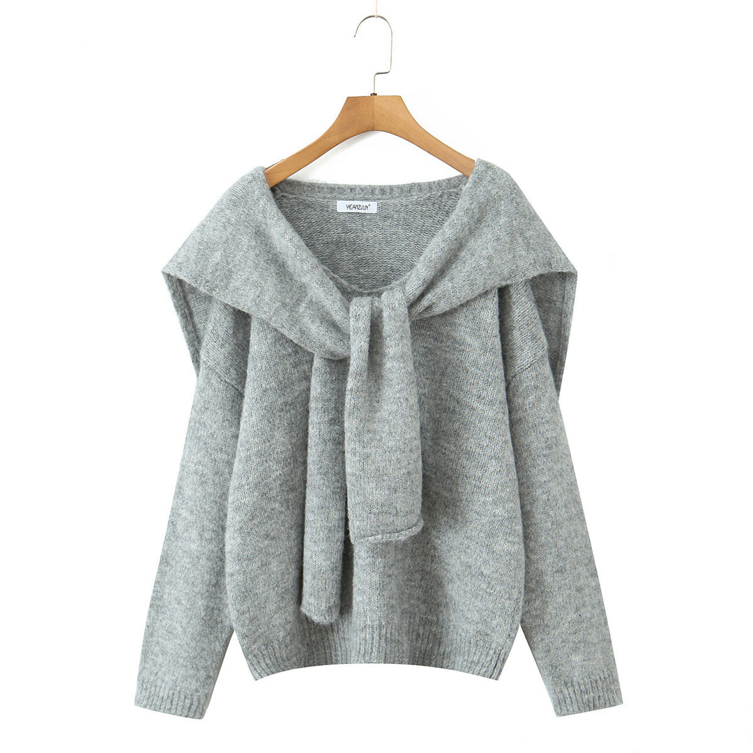 Trendy knit sweater for women with wide collar and relaxed fit Lune London