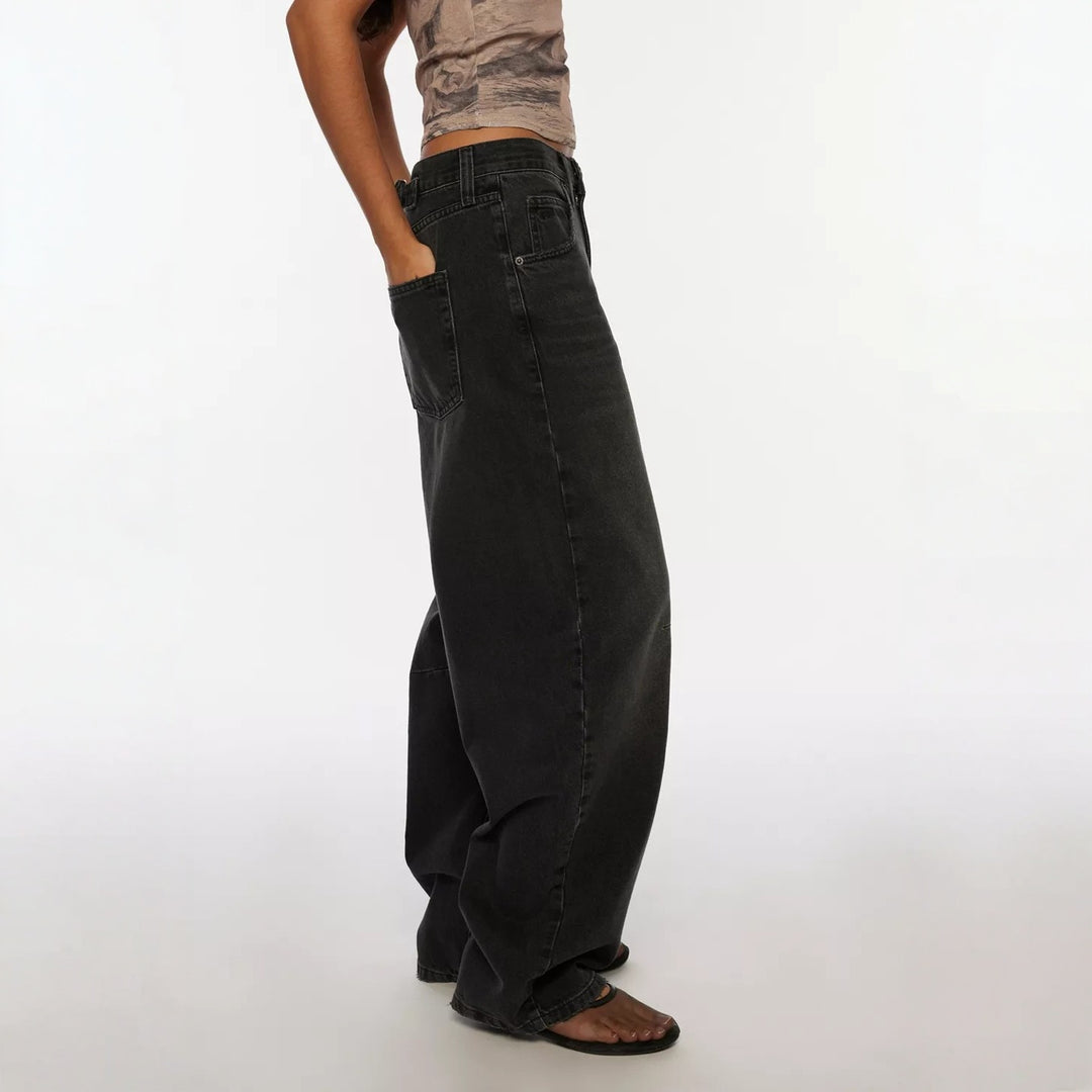 Women's casual wide jeans with high-cut waistband and side pockets Lune London
