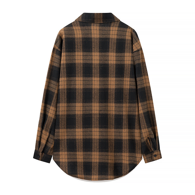 Chemise en flanelle pour femmes avec motif à carreaux et poches poitrine Chic & Stil