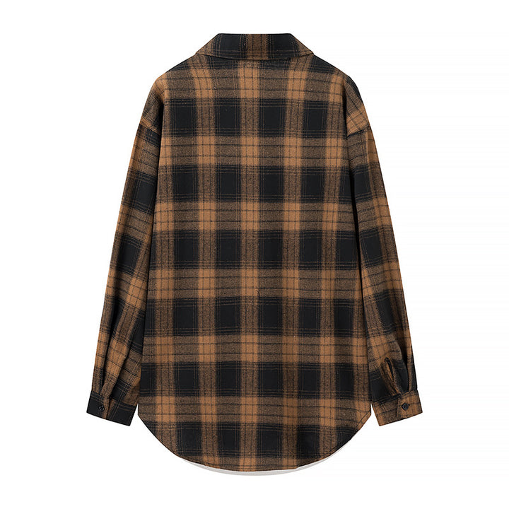 Chemise en flanelle pour femmes avec motif à carreaux et poches poitrine Chic & Stil