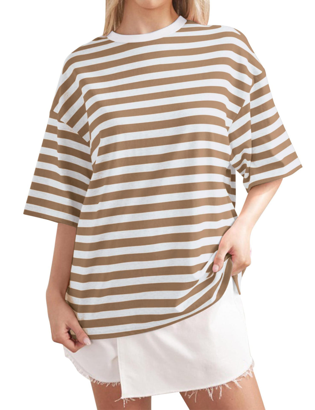 Casual oversized T-shirt for women with wide stripes Lune London