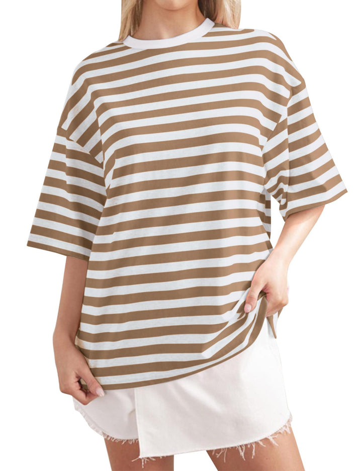 Casual oversized T-shirt for women with wide stripes Lune London