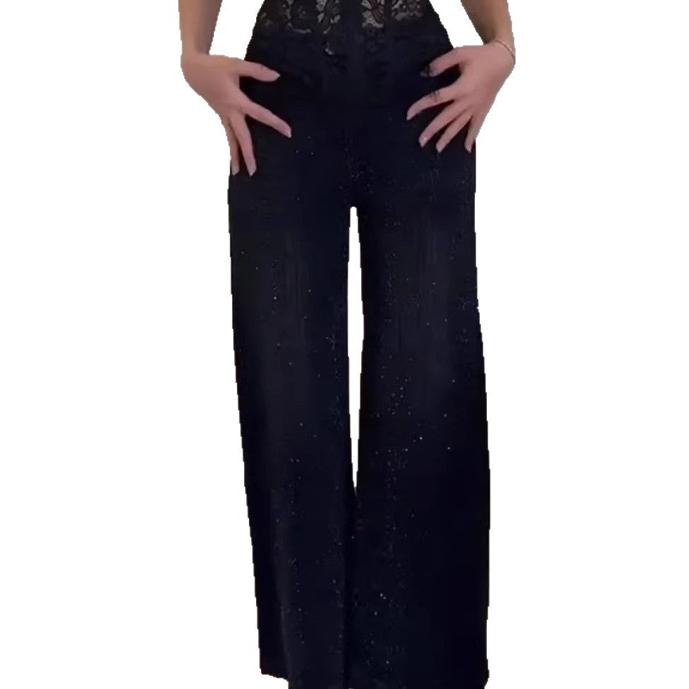 Jean large à paillettes pour femmes avec texture élégante Chic & Stil