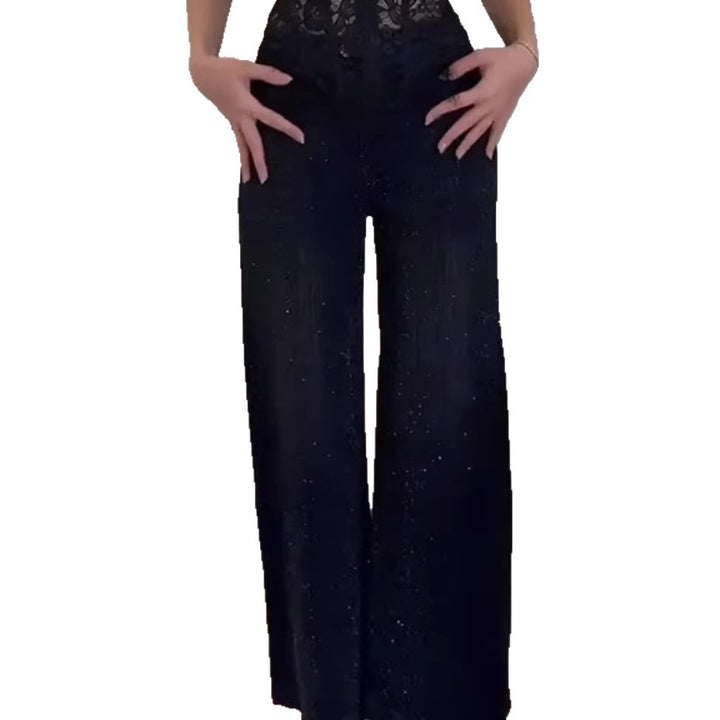 Jean large à paillettes pour femmes avec texture élégante Chic & Stil
