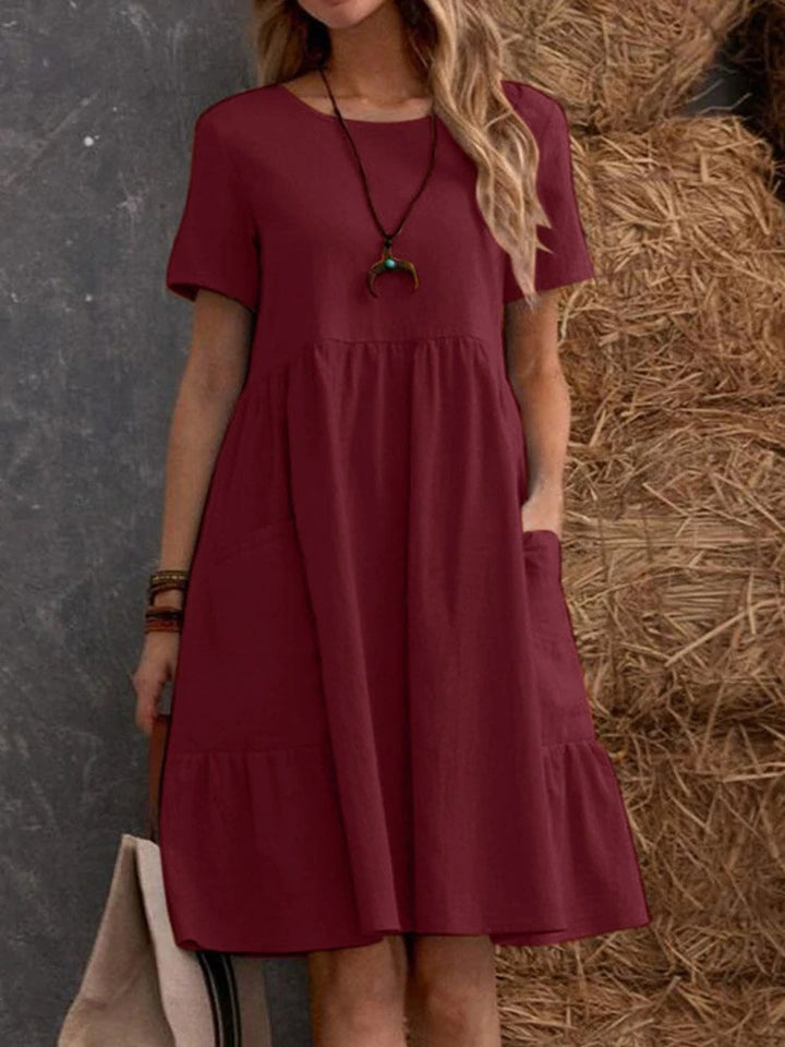 Casual cotton dress for women with pockets and ruffle Chic and Style