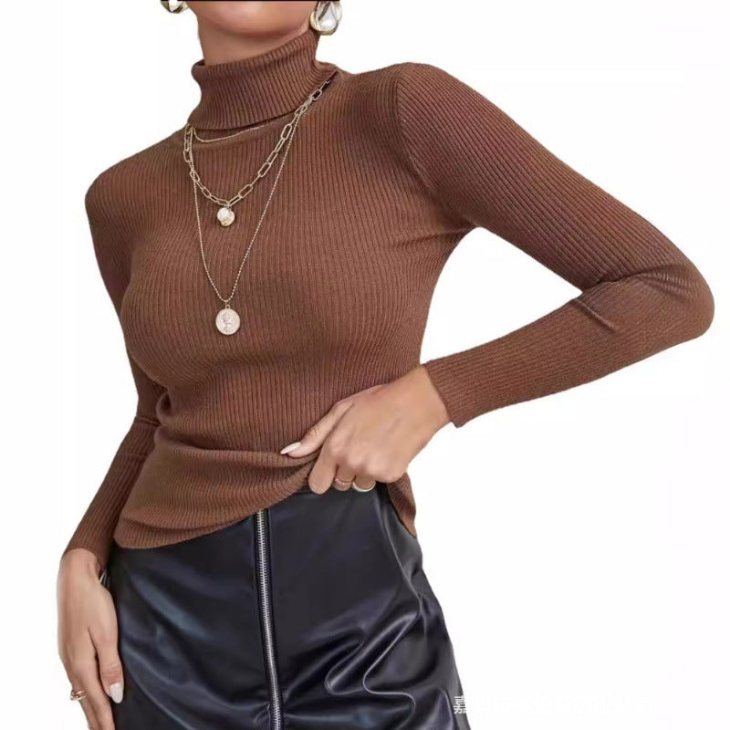 Top à col roulé à manches longues pour femmes en ribbed de haute qualité Chic & Stil