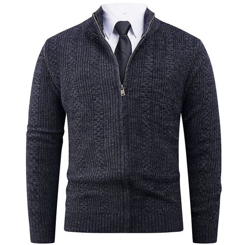 Men's knitted jacket with modern zipper and cable pattern Lune London