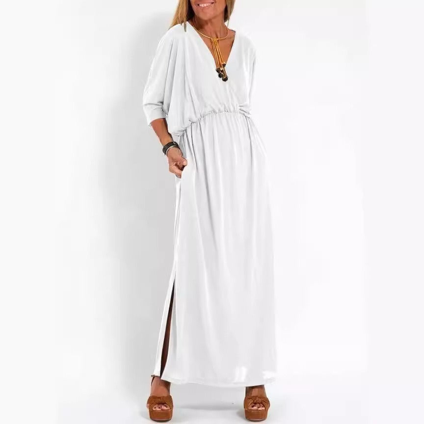 Robe maxi élégante pour femmes avec fente latérale et ceinture flexible Chic & Stil