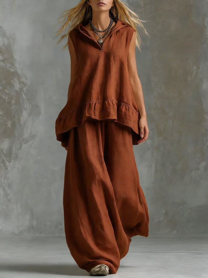 Women's Casual Long Sleeve Blouse with Ruffles and Hood Lune London