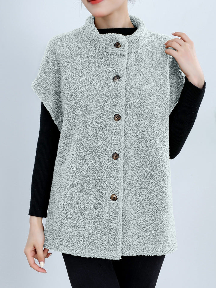 Ladies Cozy Cardigan with Buttons and Chic High Collar