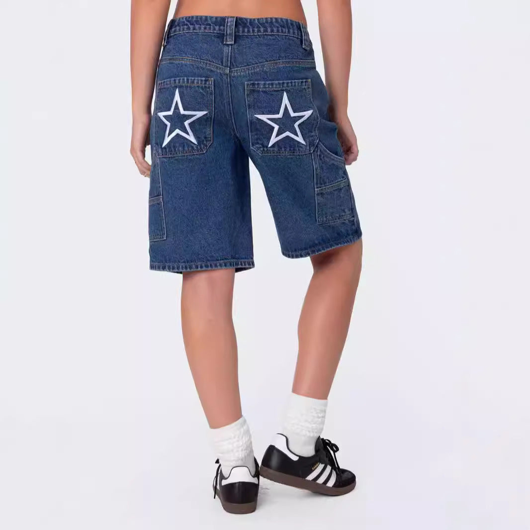 Women's fashionable denim shorts in a casual cut with a high waist Lune London