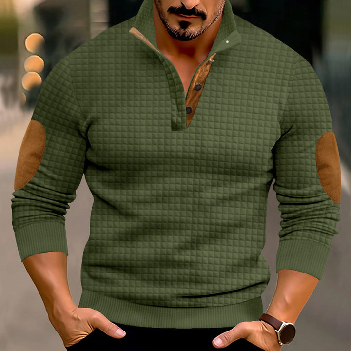 Men Structured Sweater with Leather Accents Lune London