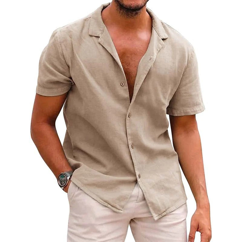 Short Sleeve Summer Shirt for Men in Lightweight Linen Chic und Stil