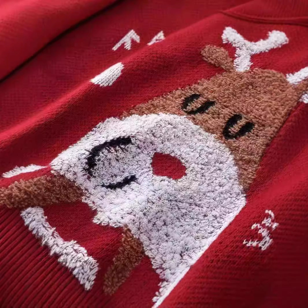 Pullover knit for women with reindeer and snowflakes pattern Lune London