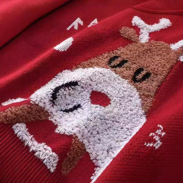 Pullover knit for women with reindeer and snowflakes pattern Lune London