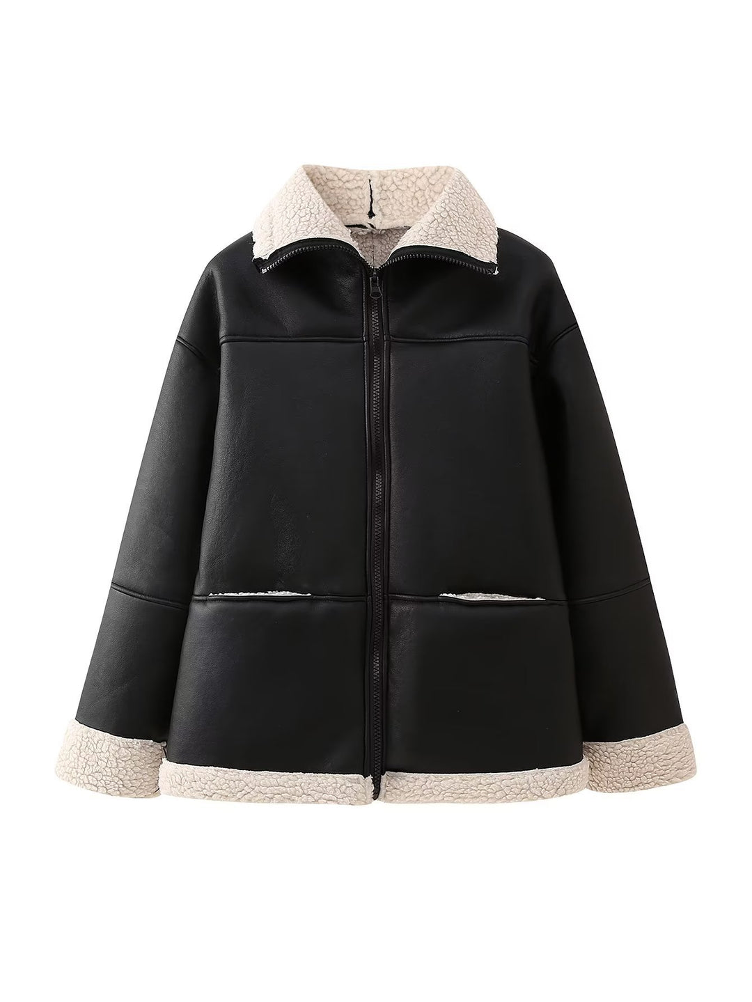 Women’s faux leather jacket with soft lining and high collar Lune London