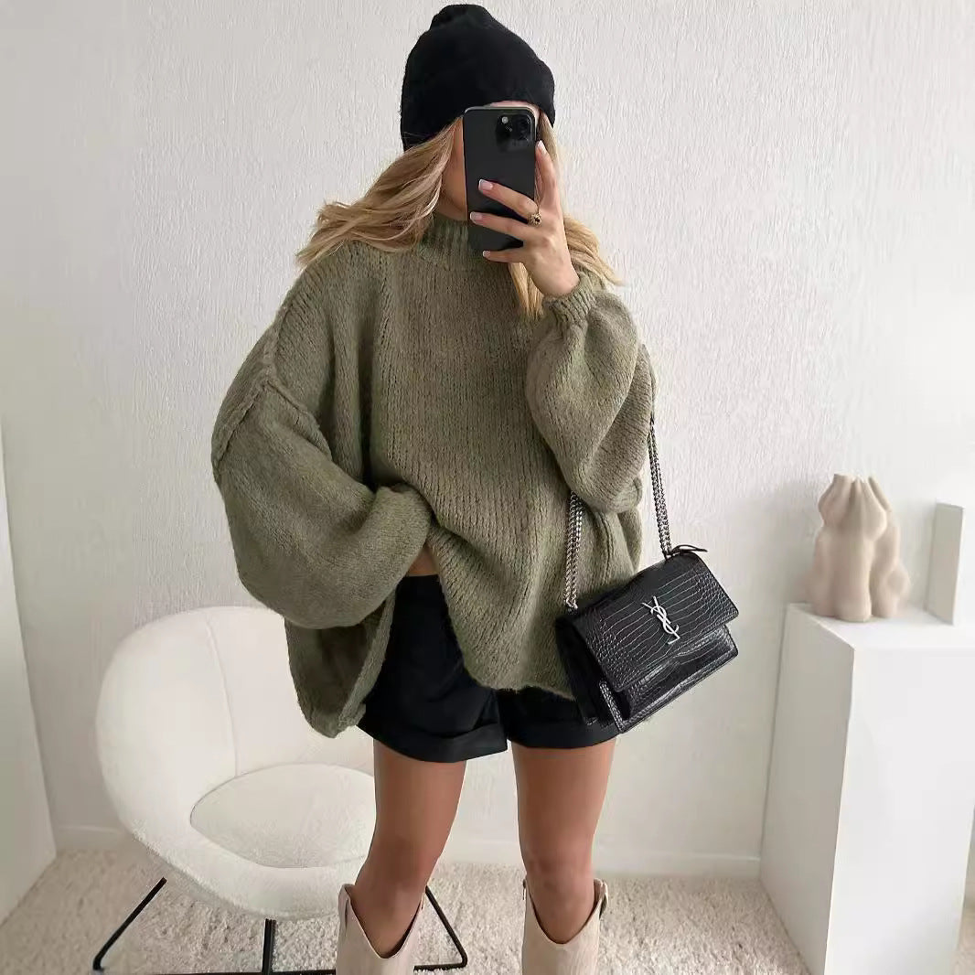 Pull en tricot surdimensionné pour femmes avec des manches volumineuses et un matériau doux Chic & Stil