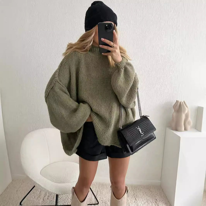 Pull en tricot surdimensionné pour femmes avec des manches volumineuses et un matériau doux Chic & Stil
