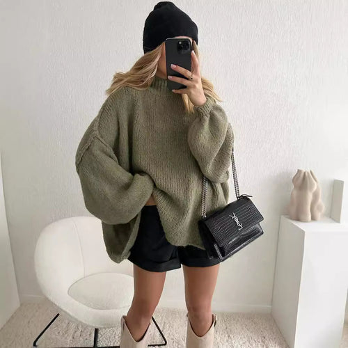 Pull en tricot surdimensionné pour femmes avec des manches volumineuses et un matériau doux Chic & Stil