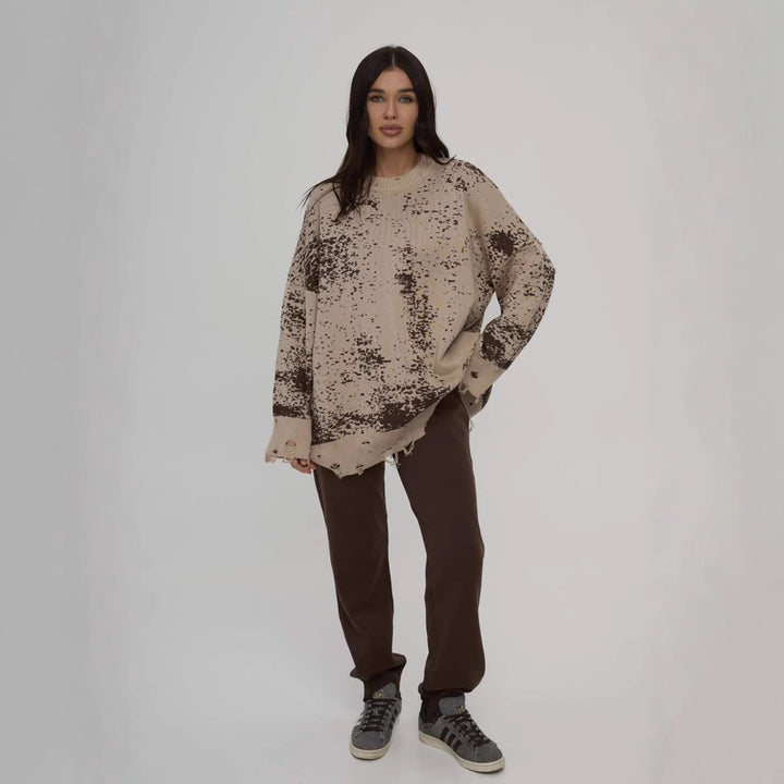 Casual knit sweater for women with trendy tear details Lune London