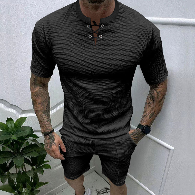 Sporty short t-shirt for men with laces Lune London