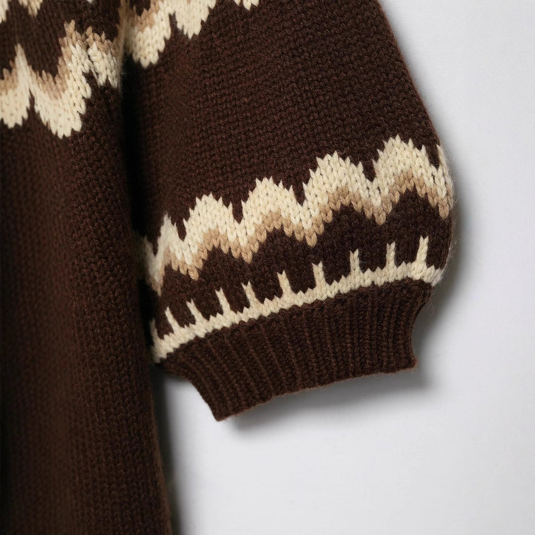 Pull en tricot pour femmes avec motif norvégien et épaules tombantes Chic & Stil