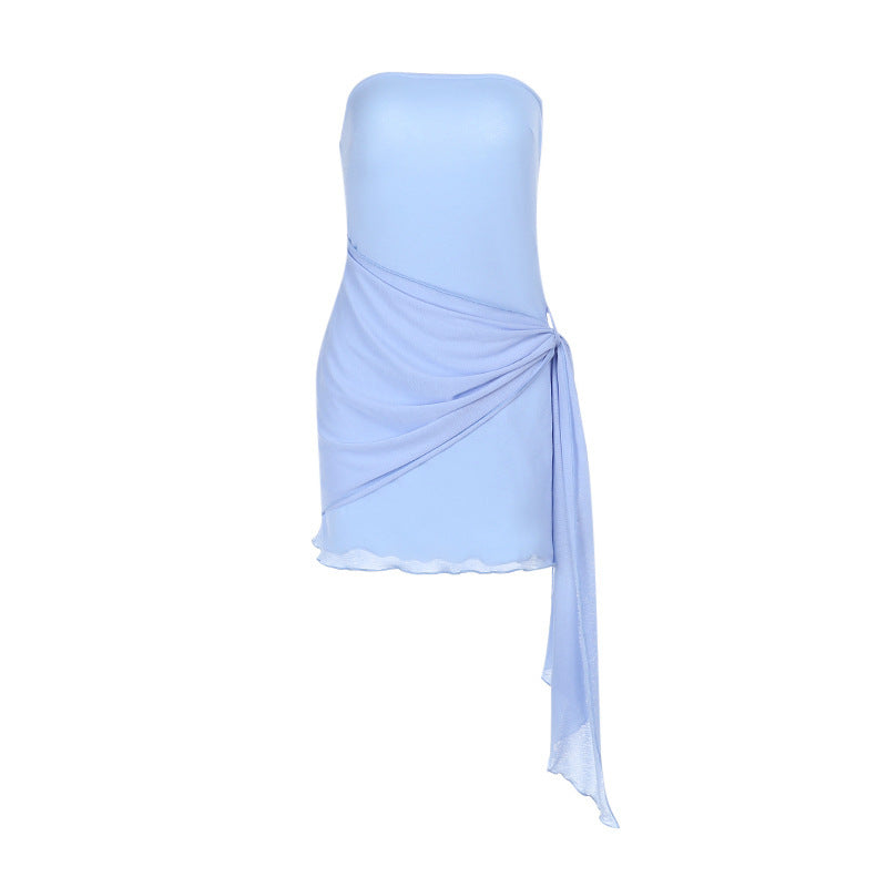 Ladies Off-Shoulder Ruched Mini Dress Lune London