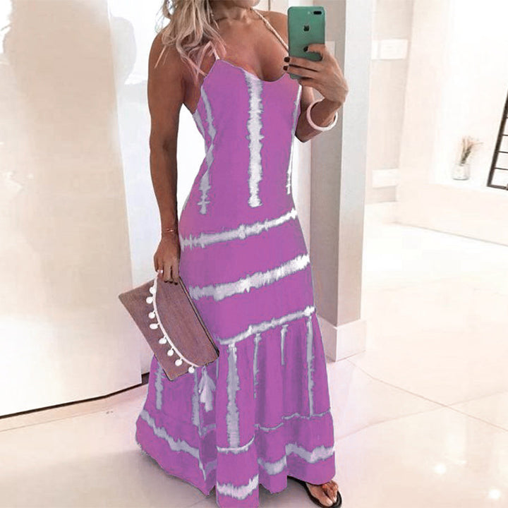 Robe maxi à bretelles spaghetti pour femmes avec détails de florescence Chic & Stil